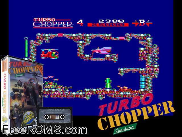 Turbo Chopper (UK) (1990) [a1] Amstrad CPC game showing 3D box cover and gameplay screenshot